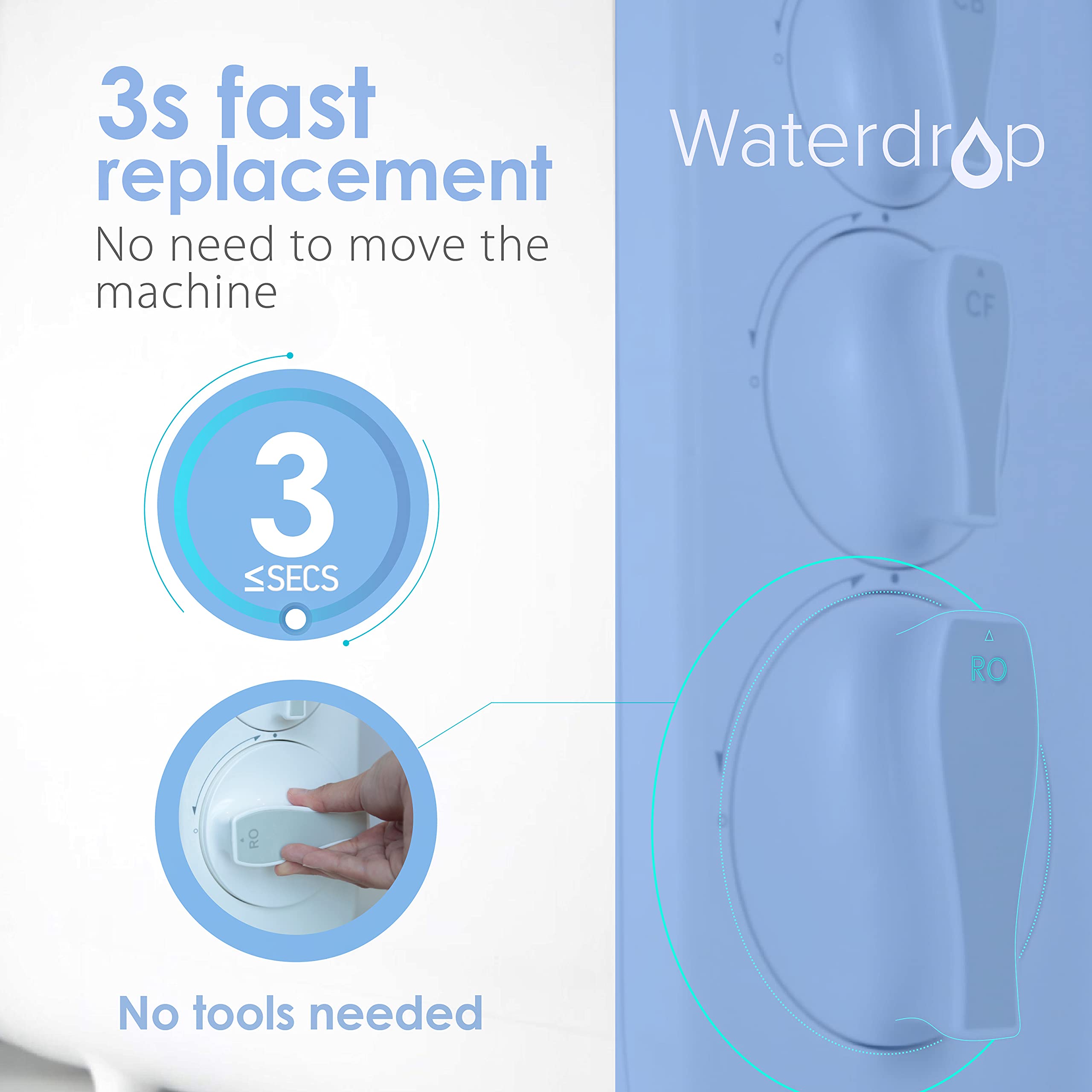 Waterdrop WD-G3-N2RO Filter, NSF Certified, Replacement for WD-G3-W Reverse Osmosis System, 2-year Lifetime