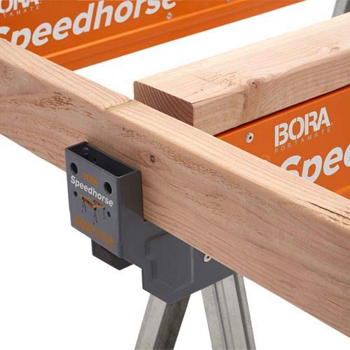 BORA Portamate Speedhorse Sawhorse - 45-in W x 30-in H Single Piece Table Stand with Folding Legs, Metal Top for 2x4, Heavy Duty Pro Bench Saw Horse for Woodworking, Carpenters, Contractors, PM-4500,Orange