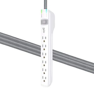 habitat - 6 outlet surge protector - tungsten, slim and stylish power strip surge protector extension cord and outlet extender, powerful multi plug outlet for the office, desk, or night stand