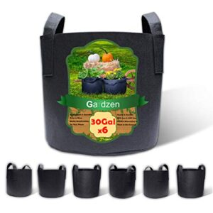 gardzen 6-pack 30 gallon grow bags, aeration fabric pots with handles