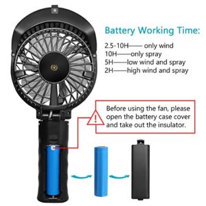 PEYOU Handheld Misting Fan, Portable Mister Fan with 55ml Large Water Tank, USB Rechargeable Mist Fan, Battery Operated Spray Water Fan, 180° Foldable, 3 Speeds, Personal Fan for Travel, Outdoors