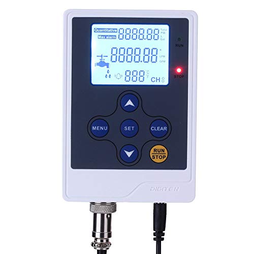 DIGITEN LCD Display Water Flow Control Meter Liquid Quantitative Controller + G1" Water Flow Hall Effect Sensor Flow Meter Flowmeter Counter 1-60L/min + DC 12V Power Adapter