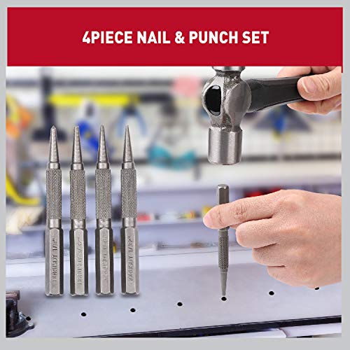 HORUSDY 4-Piece Nail Setter Punch and Center Punch Set