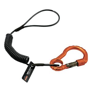 coil tool lanyard with loop end and carabiner, tool weight capacity 2 lbs, ergodyne squids 3156 , black