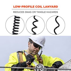 Coil Tool Lanyard with Loop End and Carabiner, Tool Weight Capacity 2 lbs, Ergodyne Squids 3156 , Black