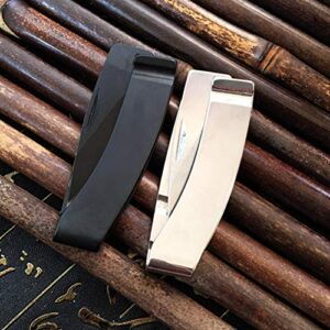 Money Clip Pocket Folding Knife - EDC Fold Knives Stainless Steel Silver Blade and Handle (Black)