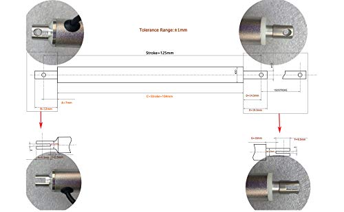 SOViK 12V DC Micro Linear Actuator 6 inch Stroke Max Force 22lbs Speed 0.5"/sec Tube Diameter 0.8" Internal Limit Switch