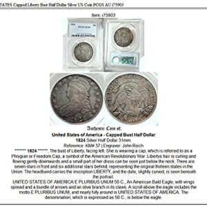 1824 1824 UNITED STATES Capped Liberty Bust Half Dolla Denomination_in_description AU 50 PCGS