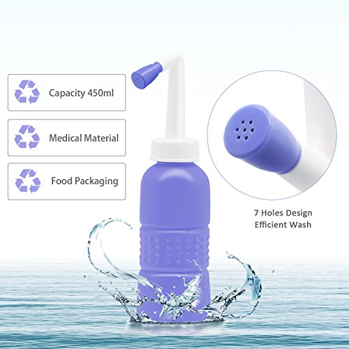 YumSur Portable Bidet, Personal Bidet Sprayer for Personal Hygiene Handheld,Pregnant Women Cleansing, Postpartum Clean, Handheld Travel Bidet with 450ML Water Capacity and Angled Nozzle Spray