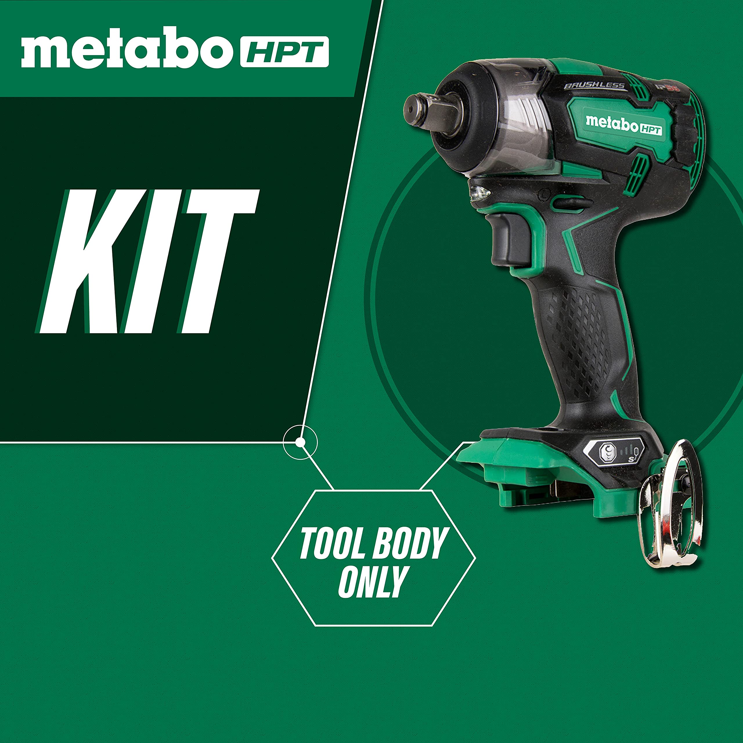 Metabo HPT 18V Cordless Impact Wrench | 225'-LBS of Torque | 1/2" Square Drive | IP56 Compliant | LED Light | 4-Stage Electronic Speed Switch | Brushless | Tool Only - No Battery | WR18DBDL2Q4