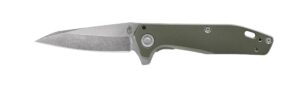 gerber gear fastball - folding knife with lock release for edc gear - flat sage