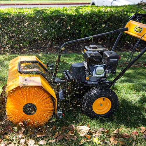 Stark USA Dirt/Debris Power Sweeper 31" Brush Broom in Clearing Path 7HP Engine Gas Walk-Behind for Leaves, Dirt, and Gravel