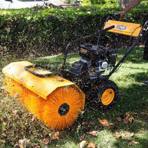 Stark USA Dirt/Debris Power Sweeper 31" Brush Broom in Clearing Path 7HP Engine Gas Walk-Behind for Leaves, Dirt, and Gravel