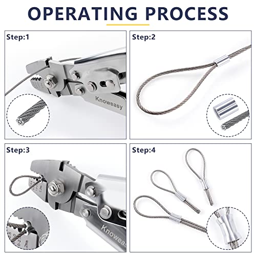 Knoweasy Wire Rope Crimping Tool - Swager and Crimper for Fishing Lines and Aluminum Crimping Loop Sleeves up to 2.2mm, Ideal Wire Rope Crimpr for Cable Crimping and Swaging Projects