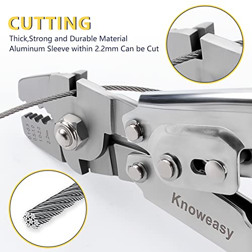 Knoweasy Wire Rope Crimping Tool - Swager and Crimper for Fishing Lines and Aluminum Crimping Loop Sleeves up to 2.2mm, Ideal Wire Rope Crimpr for Cable Crimping and Swaging Projects