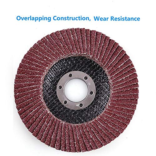 LotFancy Flap Discs 4 1/2 for Angle Grinder, 20PCS, 40 60 80 120 Grit Sanding Disc, 4.5 x 7/8 Inch Grinding Wheels Welding Tools, Aluminum Oxide Abrasive, Type 27