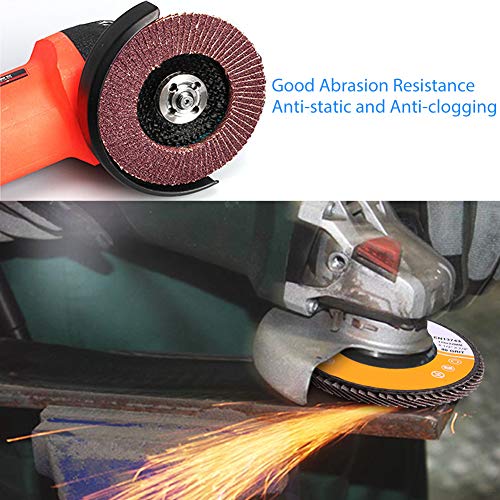 LotFancy Flap Discs 4 1/2 for Angle Grinder, 20PCS, 40 60 80 120 Grit Sanding Disc, 4.5 x 7/8 Inch Grinding Wheels Welding Tools, Aluminum Oxide Abrasive, Type 27