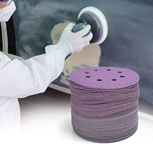 LotFancy Sanding Discs 5 Inch 8 Hole, 100PCS 40 60 80 120 180 220 240 320 400 800 Grit Assorted Professional Sandpaper, Hook and Loop Random Orbital Sander Round Sand Paper