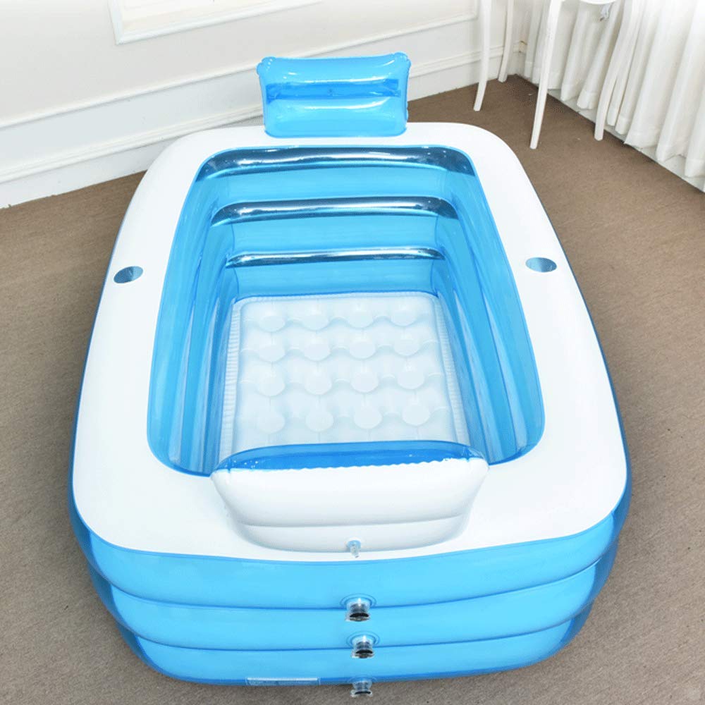 Blue Color Inflatable Bath Tub Plastic Portable Foldable Bathtub Soaking Bathtub Home SPA Bath Equip with Electric Air Pump (Size : 160cm)