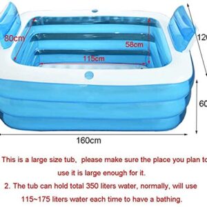 Blue Color Inflatable Bath Tub Plastic Portable Foldable Bathtub Soaking Bathtub Home SPA Bath Equip with Electric Air Pump (Size : 160cm)