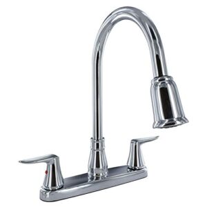 valterra pf221306 faucet 8" deck chrome hi-arc spout pull-down 2-handle, silver