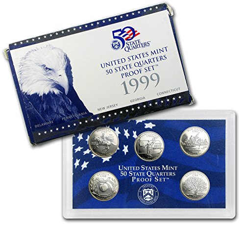 1999 S U.S. Mint Proof State Quarter Set - 5 Coins - OGP Original Government Packaging Superb Gem Uncirculated