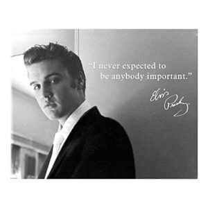 elvis quote - i never expected to be anyone important - music wall art print, this ready to frame music wall art poster print is good for music room, office, studio, and room decor, unframed - 10"x8”