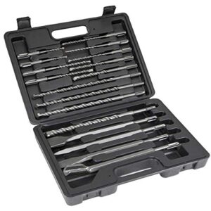 stark industrial 17-pieces concrete rotary hammer drill bits set & chisels (sds plus) w/carrying case