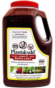 plantskydd ps-vrd-8 granular animal repellent for deer, rabbits and voles, also for deer, elk, moose, hares, voles, squirrels, chipmunks and other herbivores; 8 lb granular shaker jug (8 lb)