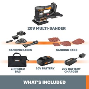 WORX WX820L 20V Power Share Sandeck 5-in-1 Cordless Multi-Sander (Battery & Charger Included)