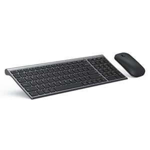 rechargeable wireless keyboard mouse, seenda slim thin low profile keyboard and mouse combo with numeric keypad silent keys for windows 7/8/10/11 pc laptop computer, gray