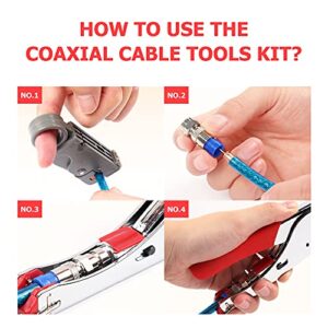 Knoweasy Compression Tool Kit - Coaxial Cable Crimper, Cutter with 20pcs Connectors - Professional Coax Tool Set for RG59/RG6 Coaxial Compression Connections