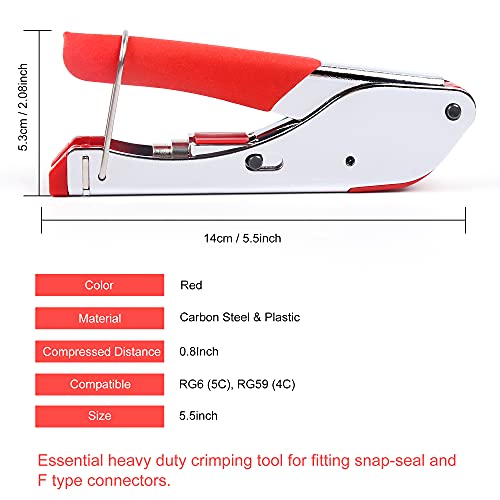 Knoweasy Compression Tool Kit - Coaxial Cable Crimper, Cutter with 20pcs Connectors - Professional Coax Tool Set for RG59/RG6 Coaxial Compression Connections