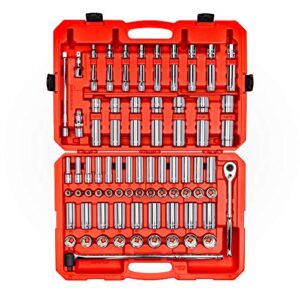 tekton 1/2 inch drive 6-point socket and ratchet set, 83-piece (3/8 - 1-5/16 in., 10-32 mm) | skt25302