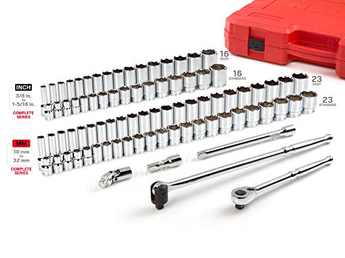 TEKTON 1/2 Inch Drive 6-Point Socket and Ratchet Set, 83-Piece (3/8 - 1-5/16 in., 10-32 mm) | SKT25302