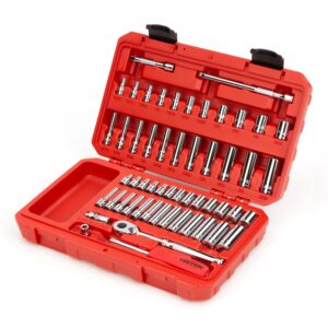 TEKTON 1/4 Inch Drive 6-Point Socket and Ratchet Set, 55-Piece (5/32-9/16 in., 4-14 mm) | SKT05301