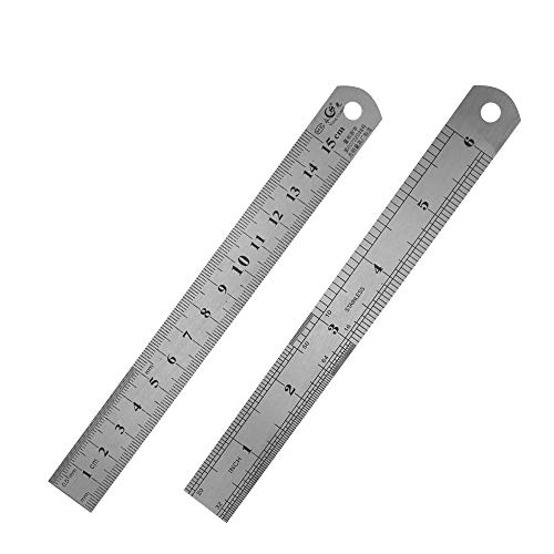 6 Inch Stainless Steel Ruler Flexible Aluminum Ruler for Excellent Precision and Accuracy 2 Pack.