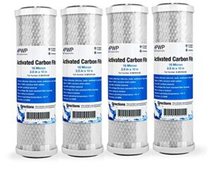 activated carbon cto water filter cartridge standard 2.5 x10" 10 micron 4 pack