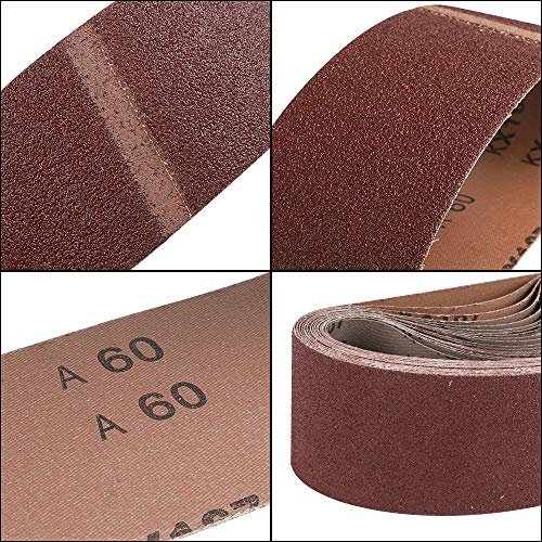 Coceca 3x21 Inches Sanding Belt (75x533mm), 18 Pack Aluminum Oxide Sanding Belts (3 Each of 60 80 120 180 240 400 Grits) for Belt Sander