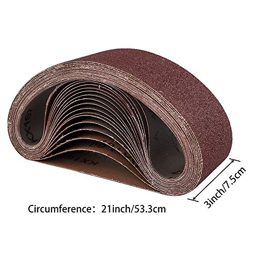 Coceca 3x21 Inches Sanding Belt (75x533mm), 18 Pack Aluminum Oxide Sanding Belts (3 Each of 60 80 120 180 240 400 Grits) for Belt Sander