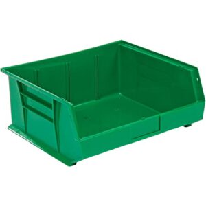 global industrial green plastic stacking bin 16-1/2 x 14-3/4 x 7, lot of 6