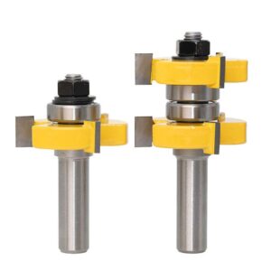 yakamoz 1/2 inch shank adjustable tongue and groove router bit set 1-1/2" stock woodworking cutting milling tools