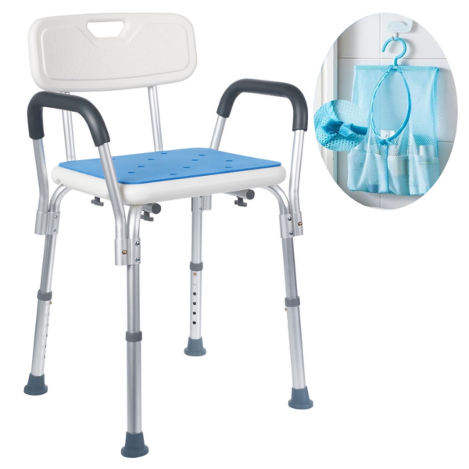 Medokare Premium Shower Chair for Inside Shower - Bath Chair and Medical Grade Shower Seat for Seniors, Elderly, Handicap & Disabled - Adjustable Support Bench w/Back and Armrests for Bathtub