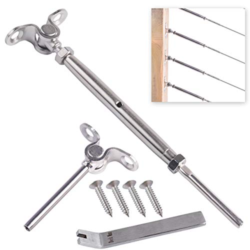 Deck Man T316-Stainless Steel Adjustable Angle 1/8" Cable Railing Kit/Hardware for Wood Post，Marine Grade (30 Pack)