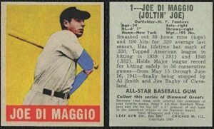 joe dimaggio hof 1949 leaf #1 new york yankees reprint - baseball card