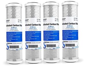 activated carbon cto water filter cartridge standard 2.5 x10" 20 micron 4 pack