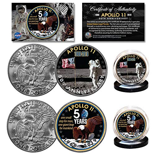 Apollo 11 50th Anniversary Man on Moon Genuine Eisenhower Dollar NASA 2-Coin Set