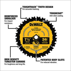 DEWALT Circular Saw Blade, 7 1/4 Inch, 24 Tooth, Wood Cutting (DWA171424)