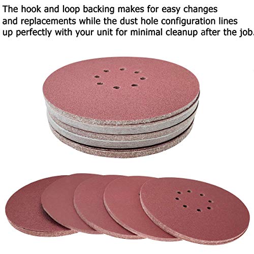 SACKORANGE 30 Pack 9 Inch 8 Hole 240 Grits Drywall Sanding Discs - Premium Sandpaper Discs with Hook & Loop Backing, Fast Cutting Aluminum Oxide Abrasive - for 9" Drywall Power Sander, Sand Wood