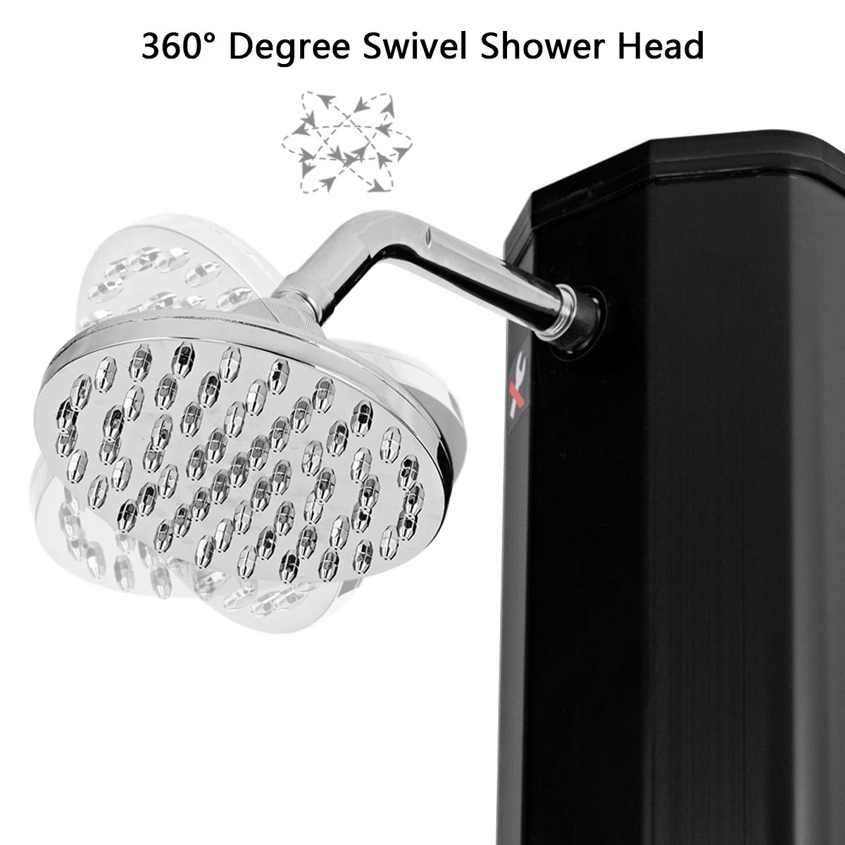 Giantex 7.2Ft 9.3 Gallon 2-Section Solar Heated Shower W/Shower Head Outdoor Backyard Poolside Beach Pool Spa for Easy Installation, Black